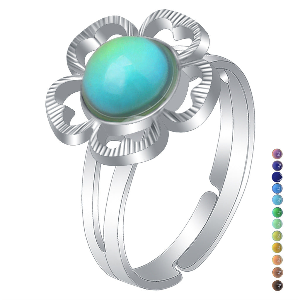 Fashion Charm Female High Profile Retro Gem Temperature Change Ring