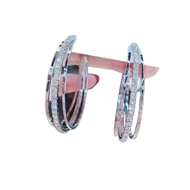 Diamond Rhinestone Exquisite Light Luxury High-grade Feeling Tong Earrings