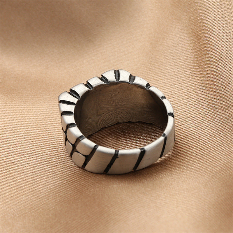 Men's Titanium Steel Twist Retro Trendy Punk Ring