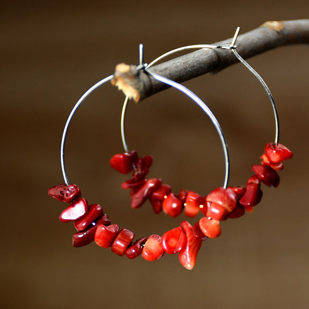 Vacation Style Color Irregular Gravel Female High Earrings