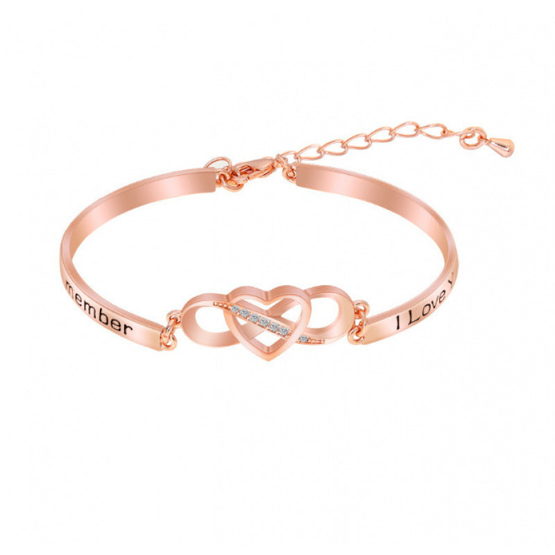 Rhinestone Peach Heart Good Sisters Girlfriends Bracelets