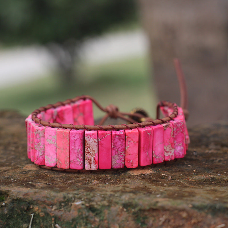 Bohemian Style Natural Stone Lan Di Royal Vintage Hand-woven Bracelet