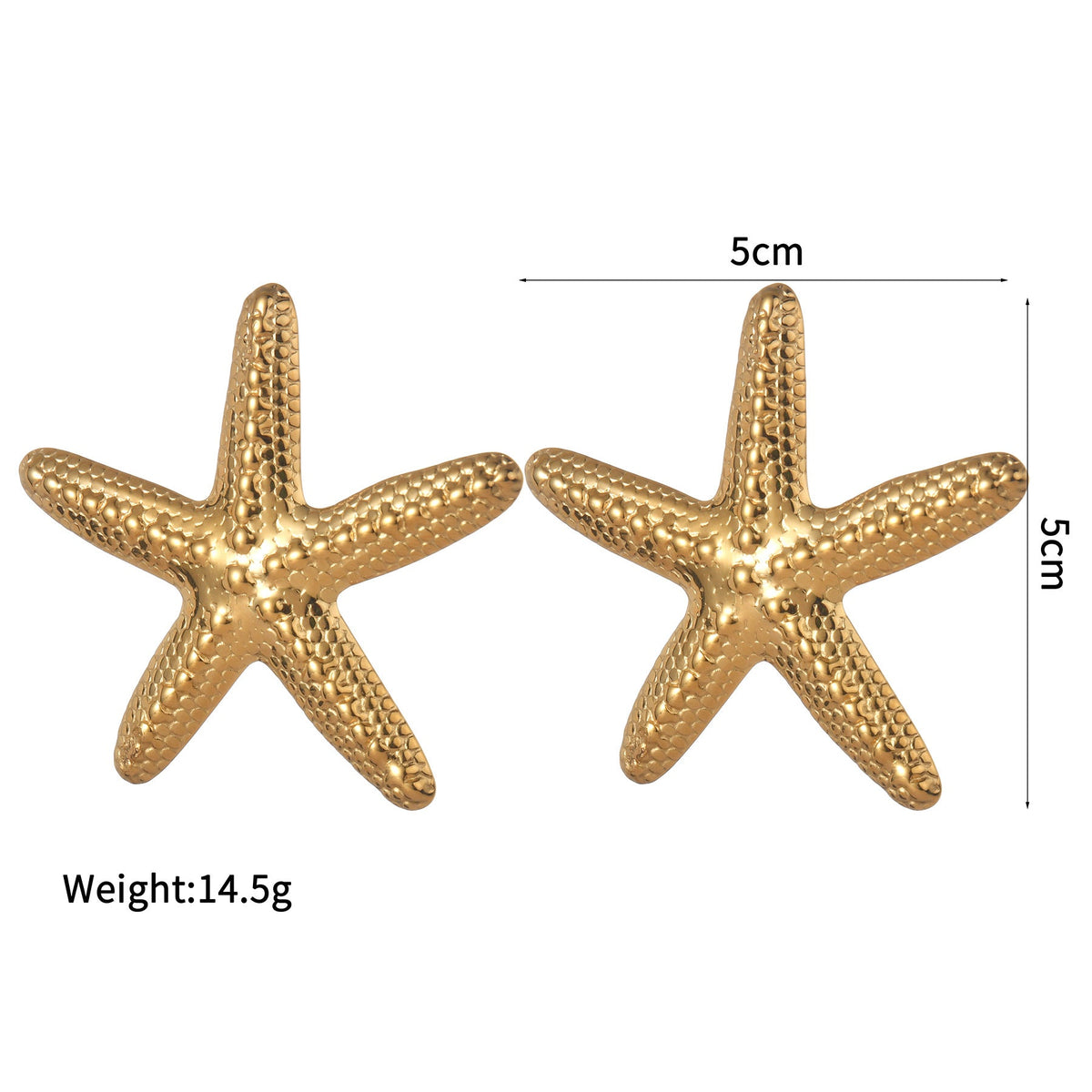 Women's Fashion Trend Stainless Steel Starfish Pearl Opening Exaggerated Design Rings
