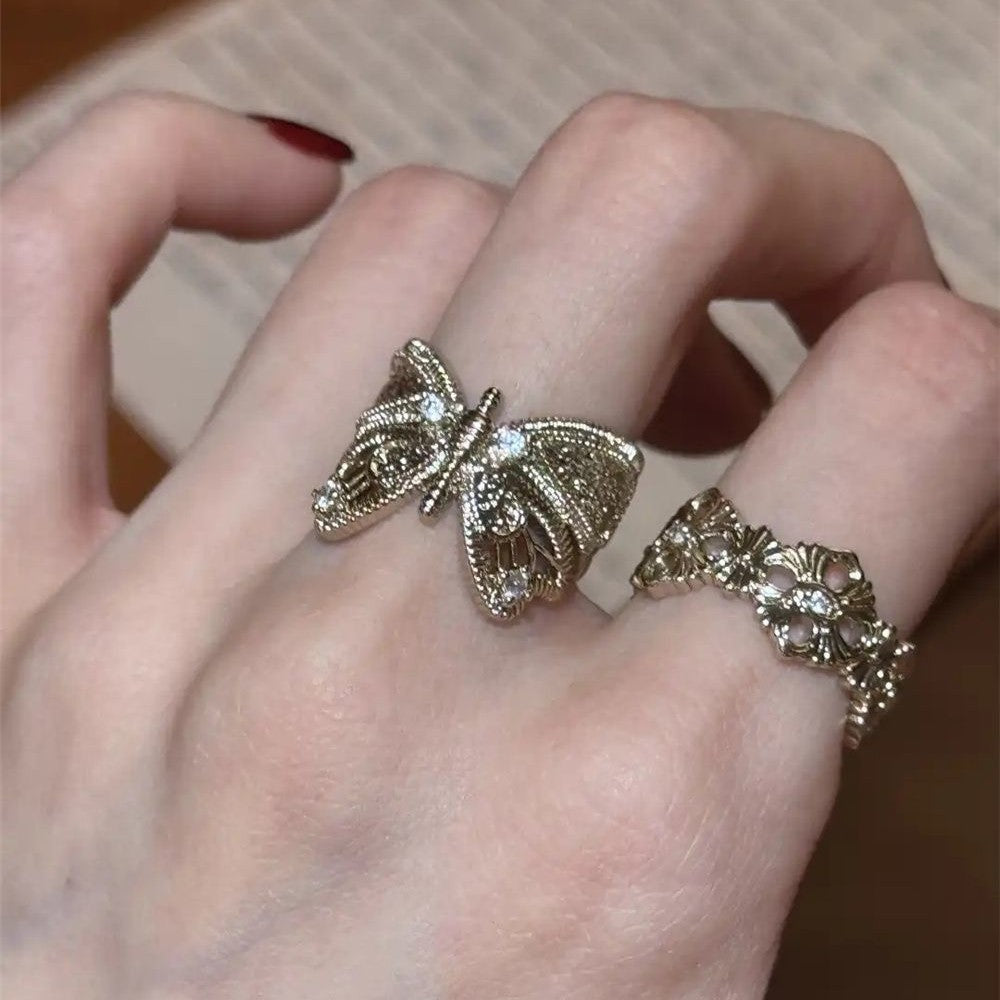 Golden Butterfly Retro Minority Design Sense Rings