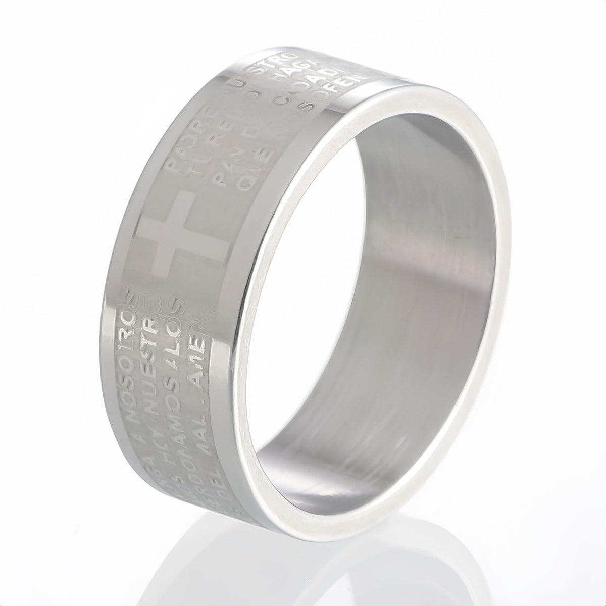 Men's Stainless Steel Personalized Carved Cross Letter Ring
