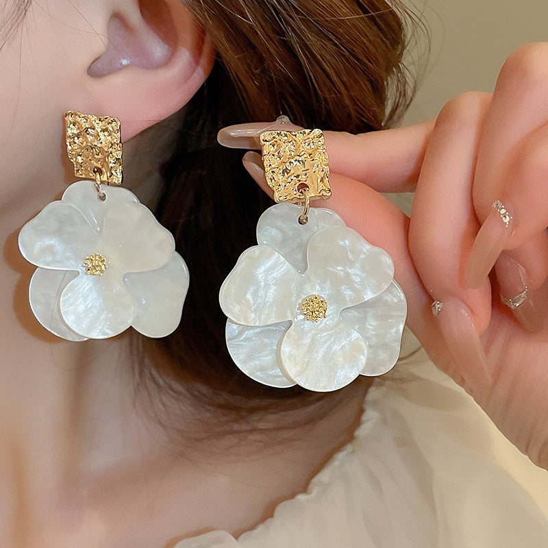 Needle High-grade Flower Tassel Pearl French Fashion Earrings