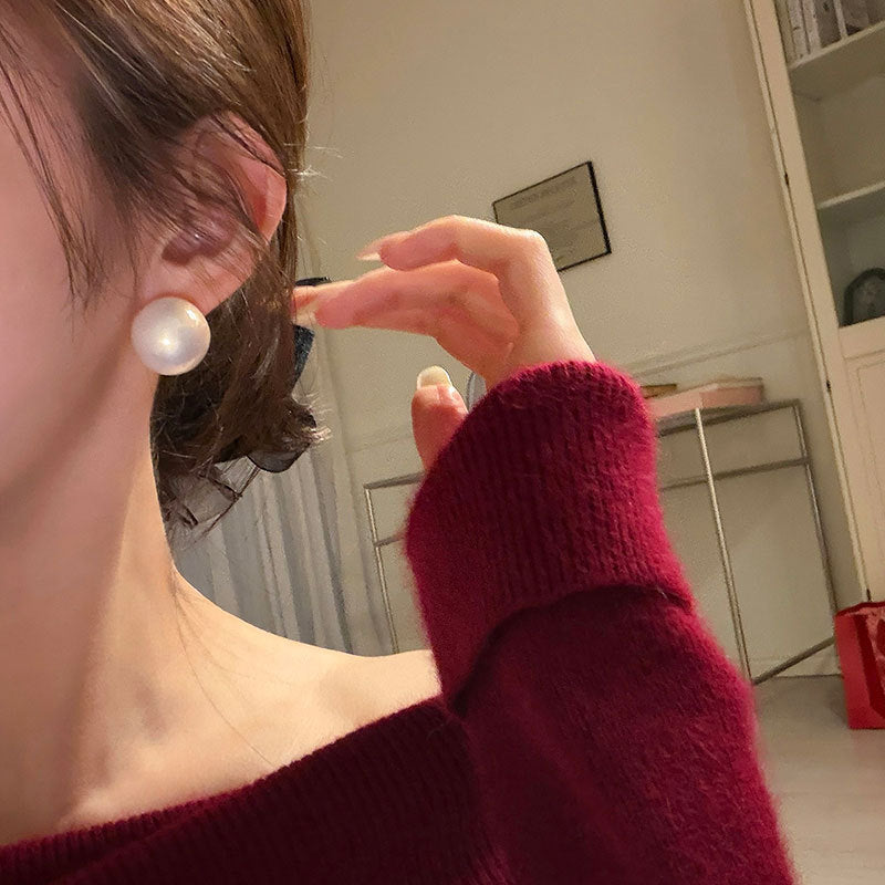 Women's French Style High Sense Semicircle Pearl Simple Temperament Commute Fashion Rings