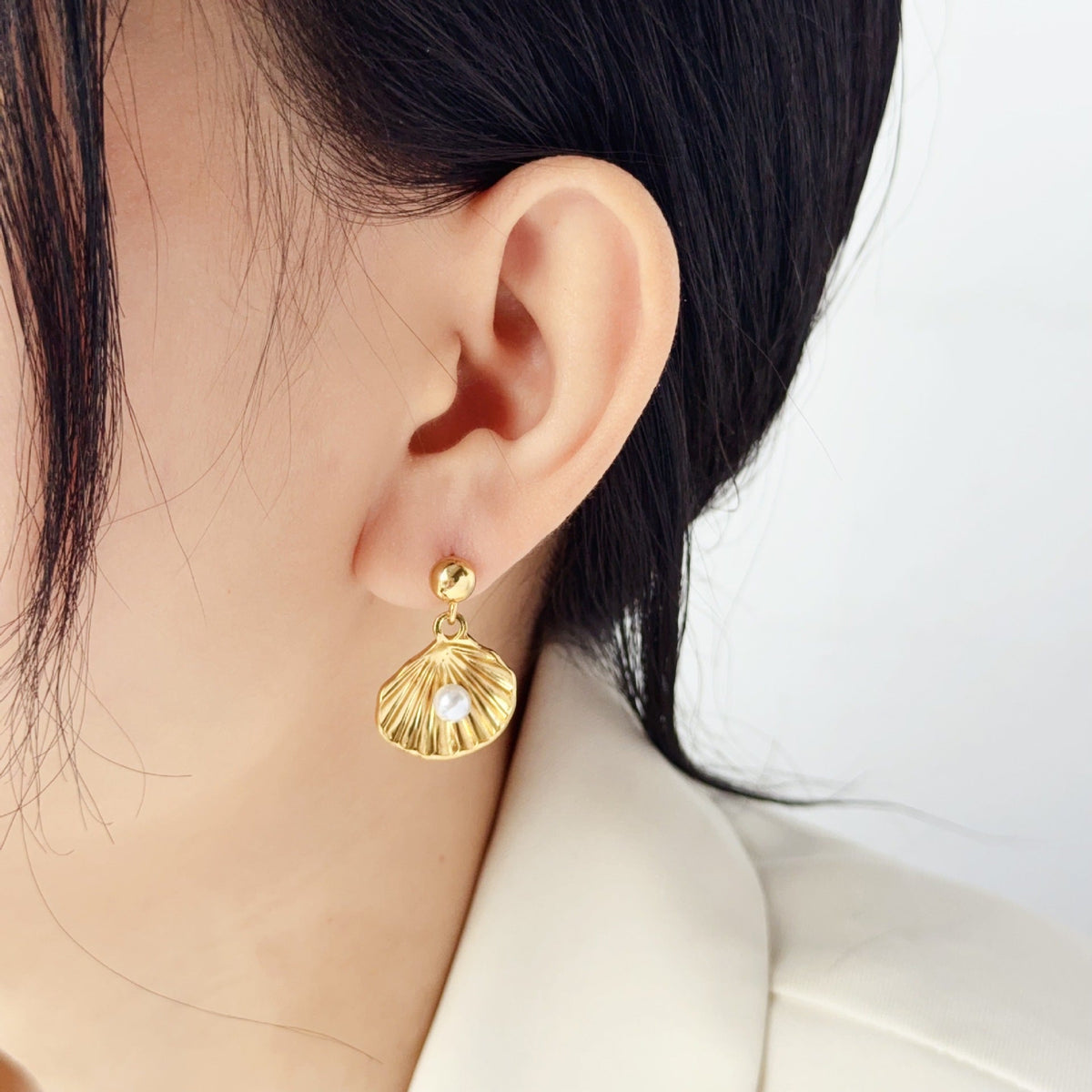 Fashion Stainless Steel Vacation Style Shell-shaped Earrings