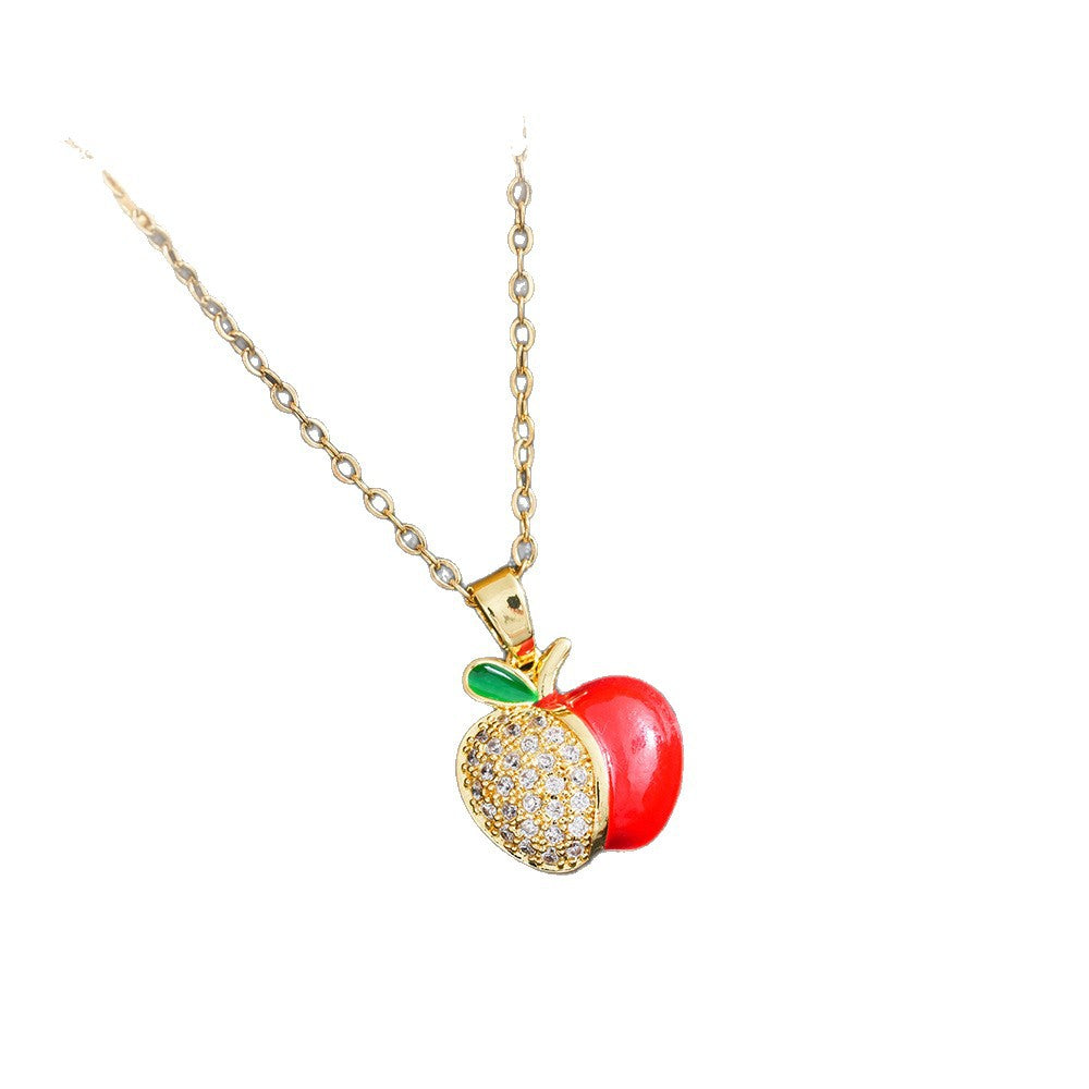 Women's Pastoral Style Strawberry Cute Simple Titanium Necklace