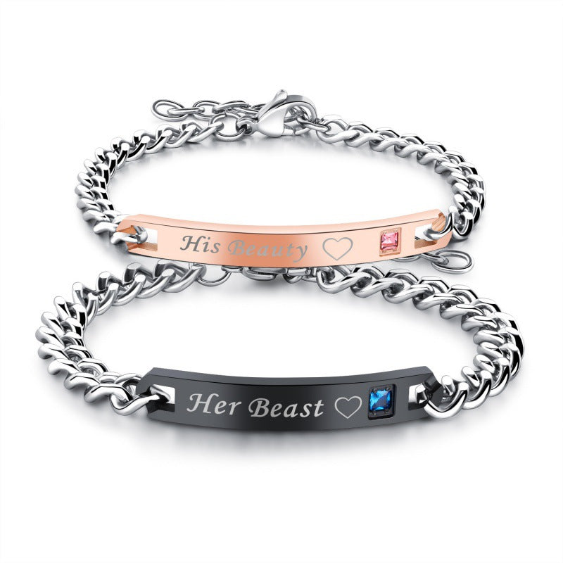 Alloy Couple Rose Gold Personality Lettering Bracelet