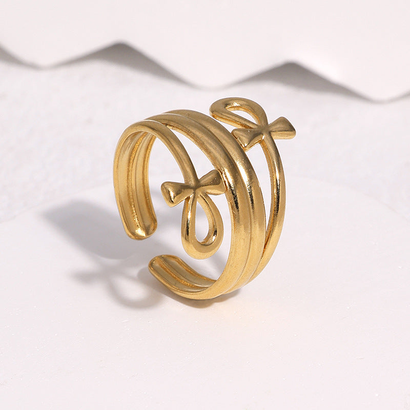 Steel Open Fashion Korean Style Bow Ring