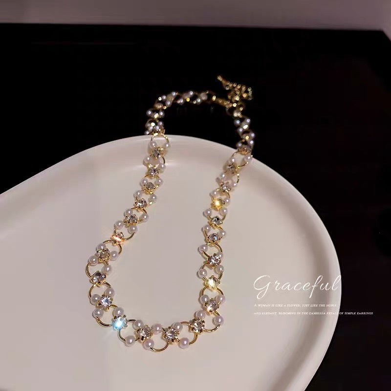 Imitation Pearl Chain Female Niche Design Cold Wind Clavicle Necklace