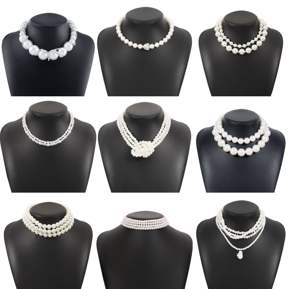 Women's Elegant Retro Fashion Exaggerated Pearl Geometric Necklaces