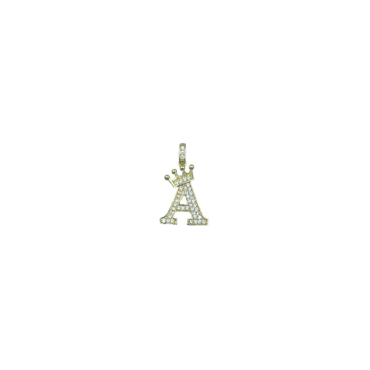 Full Diamond Crown Letters Copper Plated Real Gold Inlaid Zircon Pendant