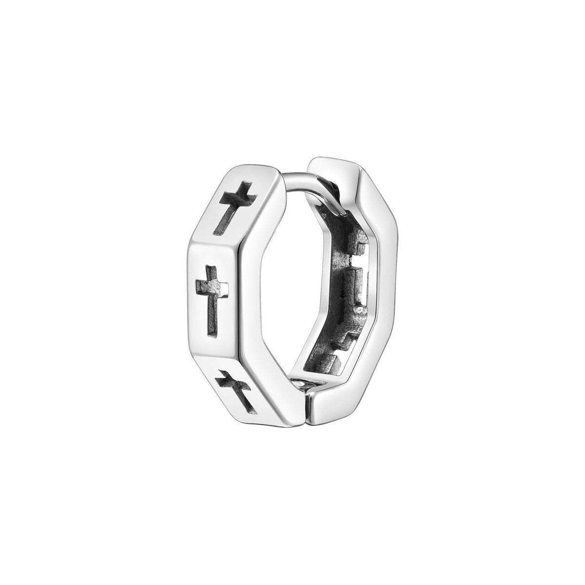 Men's Steel Hollow Cross Geometry Ear Spring Creek Earrings