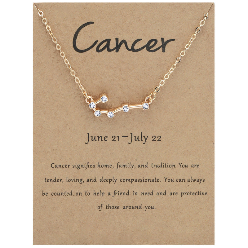 Twee Constellation Brown Card Rhinestone Clavicle Necklaces