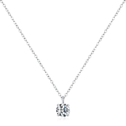 1-Carat D-Color VVS1 Moissanite Pendant Necklace in 925 Sterling Silver — Elegant Clavicle Chain for Everyday Wear