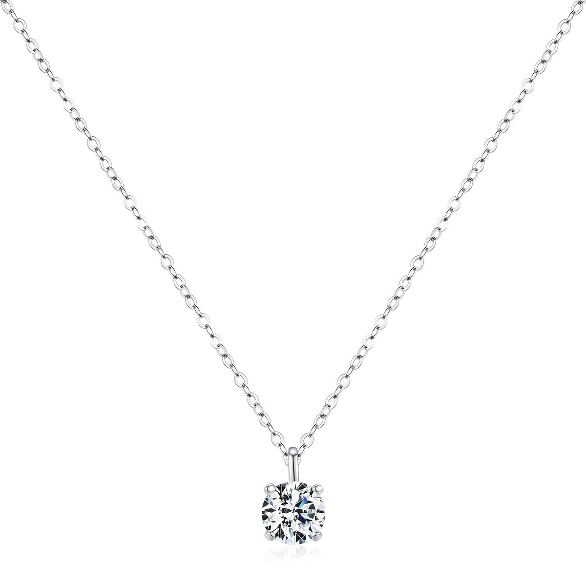 Moissanite Pendant Necklace in Sterling Silver – Elegant Clavicle Chain for Everyday Elegance