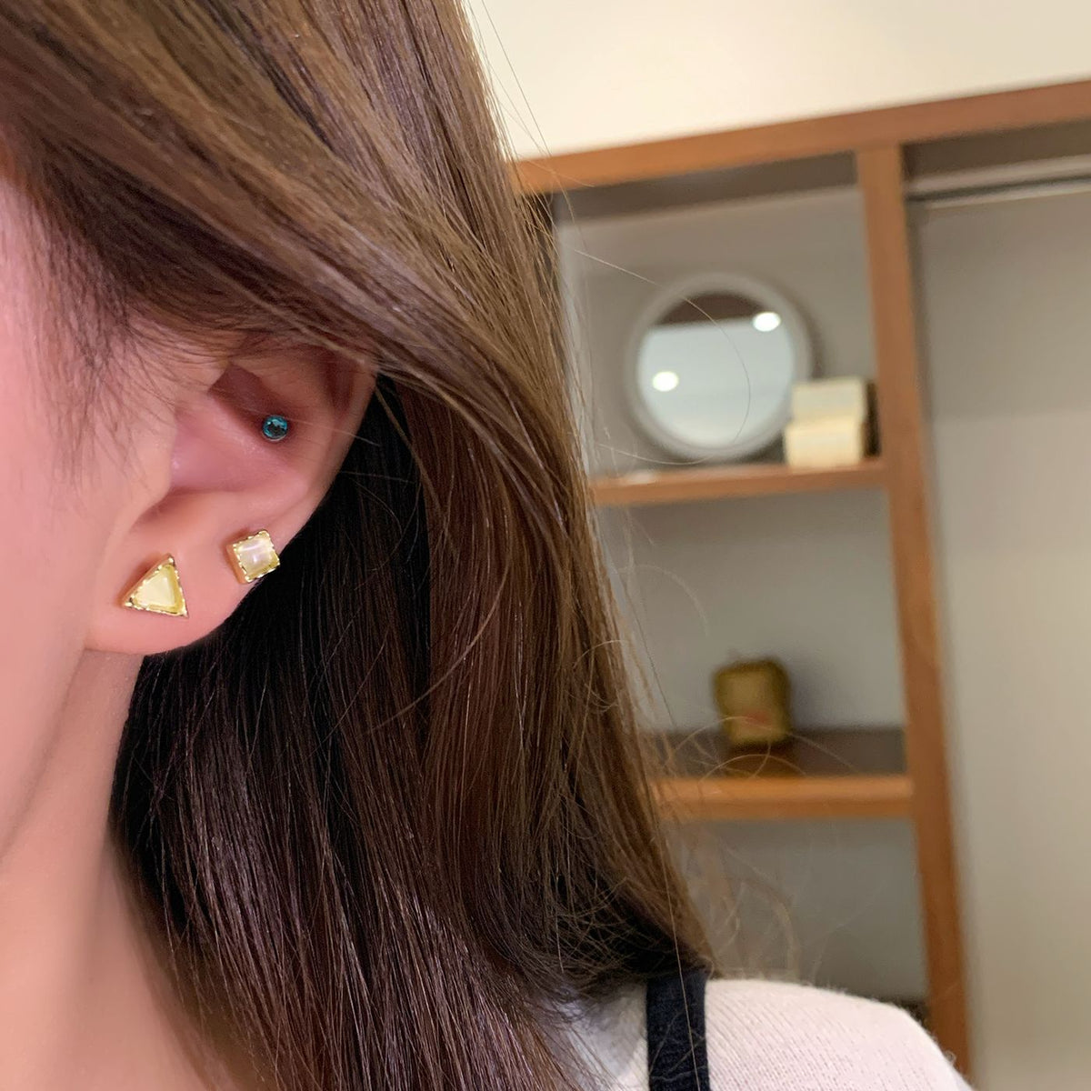 Women's Opal Irregular Ear Sier Needle Niche Sweet Light Luxury Earrings