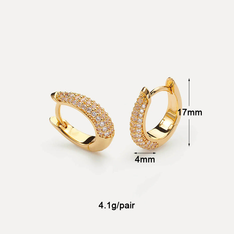 Women's Gold-plated Simple Versatile Zircon Ear Clip High-grade Light Luxury Earrings