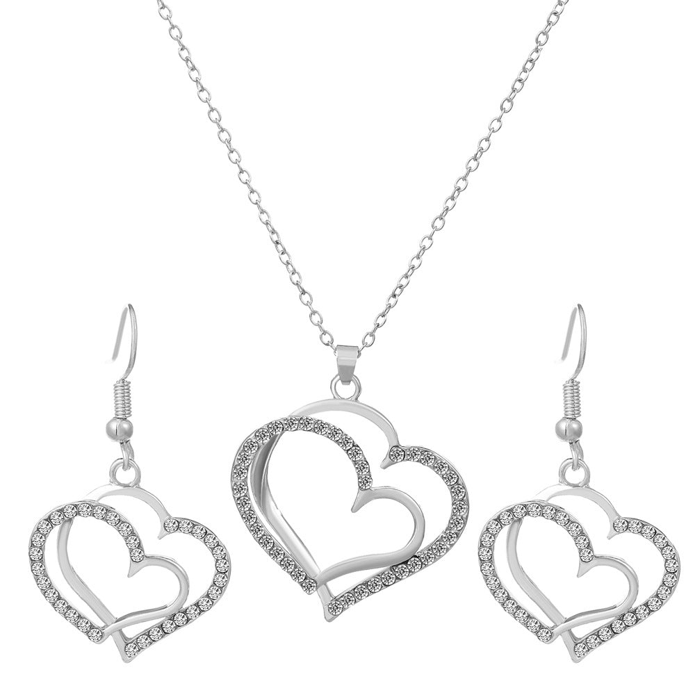 Women's Fashion Personalized Alloy Diamond Studded Hollow Jewelry Set