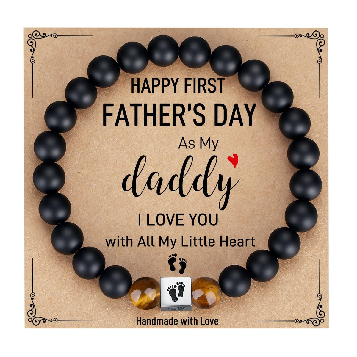 Men's Father's Day Gift Black Frosted Tigereye Stainless Steel Bracelets