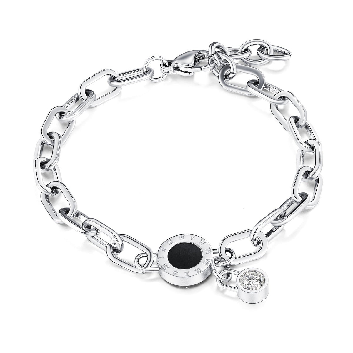 White Female Titanium Steel Roman Numerals Adjustable Bracelet