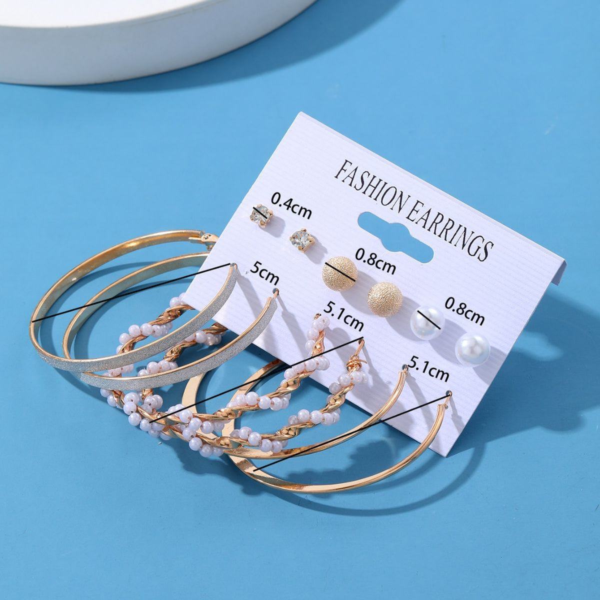 Exaggerated Pearl Large Circle Combination Pairs Of Frosted Diamond Stud Earrings