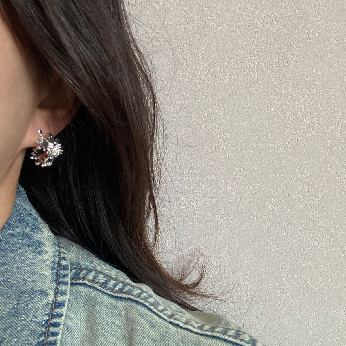 Leaf Design Metal Sier Needle Fashionable High Sense Earrings