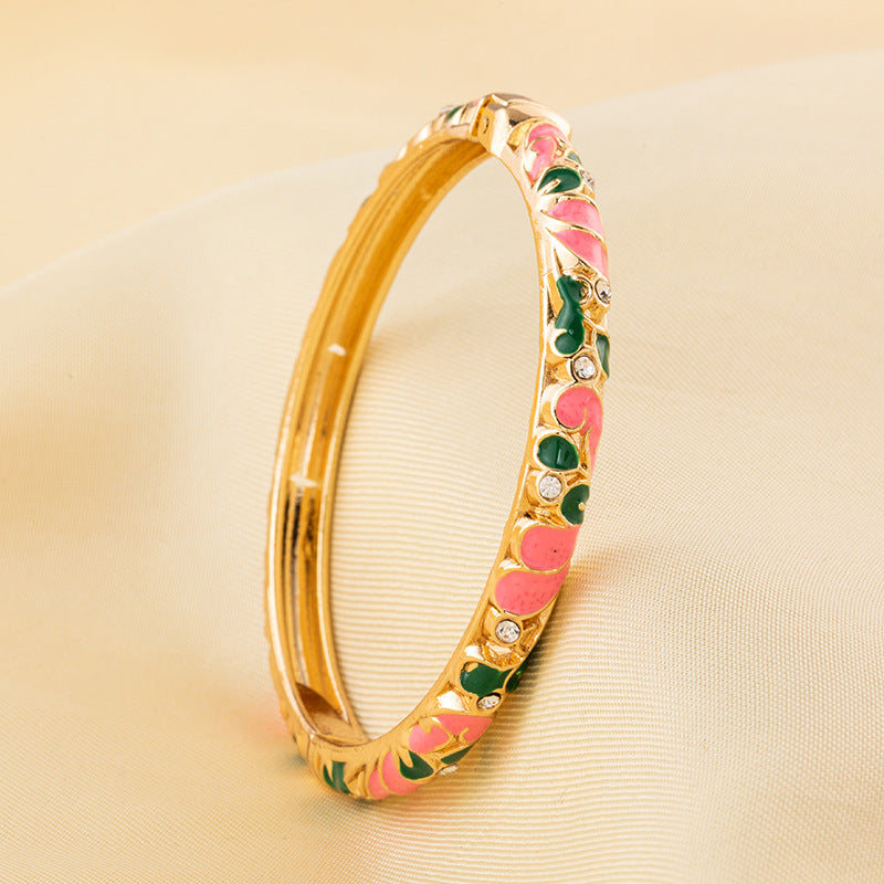 Cloisonne Light Luxury Palace Style Enamel Drop Oil Flower Series Bracelets