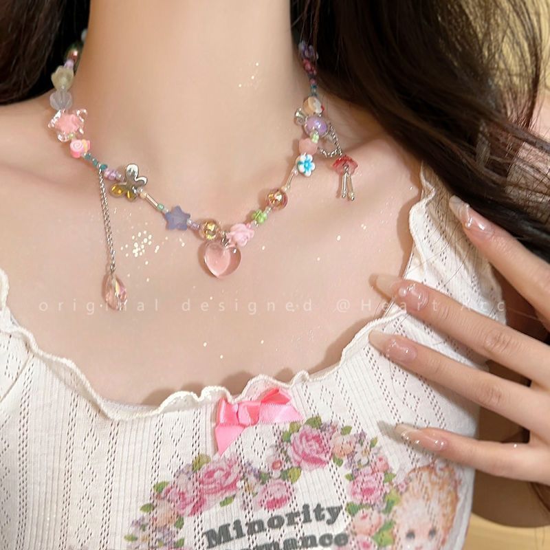 Women's Dopamine Colorful Candy Tassel For Light Luxury High-grade Clavicle Necklaces