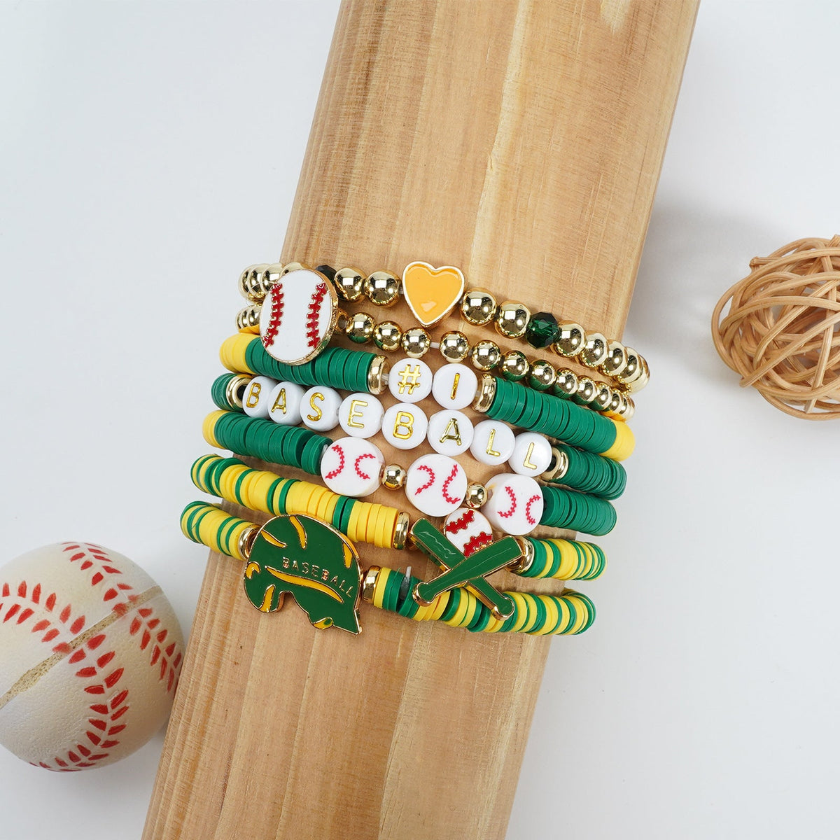 Game Day Polymer Clay Multilayer Fashion Twin Bracelets