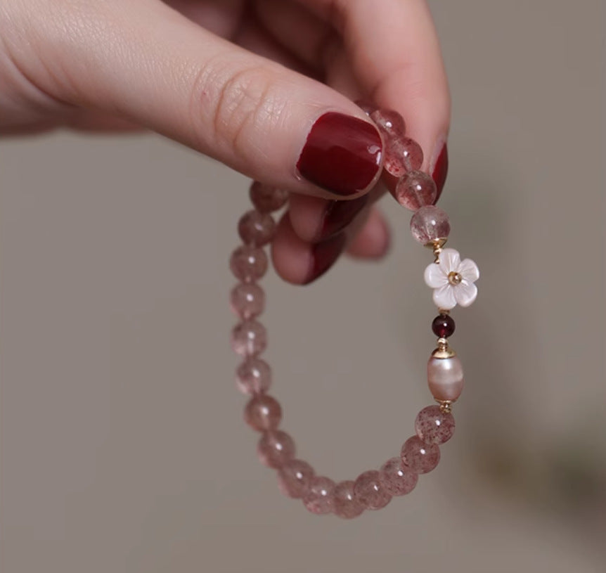 Women's Three-circle Strawberry Light Luxury Pink Crystal Original Bracelets