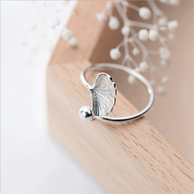 Women's Leaf Open Adjustable Mori Style Literary Niche Personality Rings