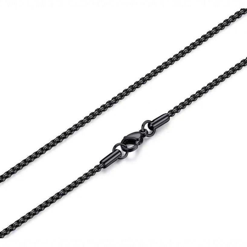 Black Square Pearl Chain Stainless Steel Titanium Do Not Necklace