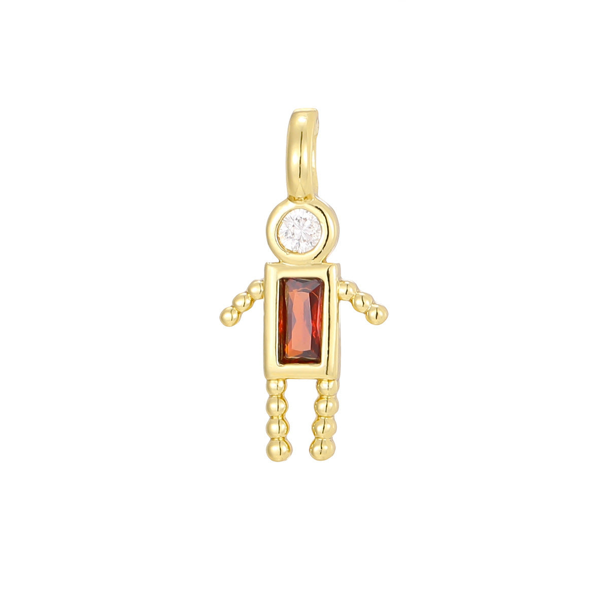 Boys Color Birthstone Gold Micro Inlaid Pendants