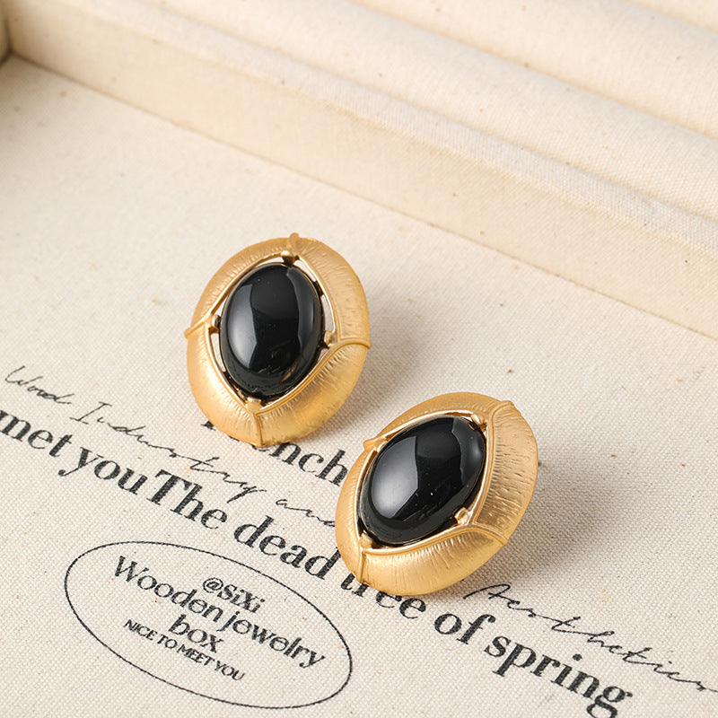 Edge Black Resin Hollow Ear Retro Artistic Earrings