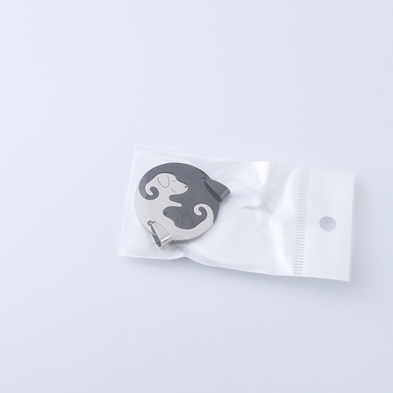 Women's & Men's Dog Couple Stitching For Girlfriends Simple Cute Korean Titanium Pendants