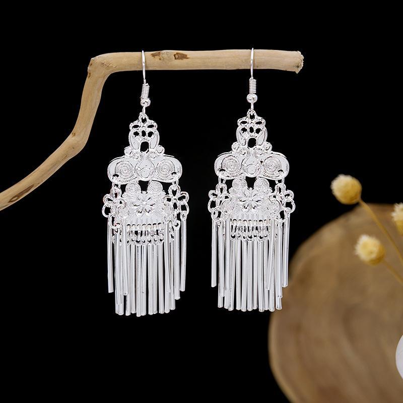 Colorful Long Feather Tassel Scenic Spot Earrings