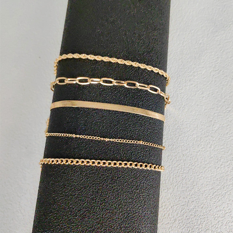 Women's Bohemian Minimalist Metal Figaro Chain Suit Bracelets