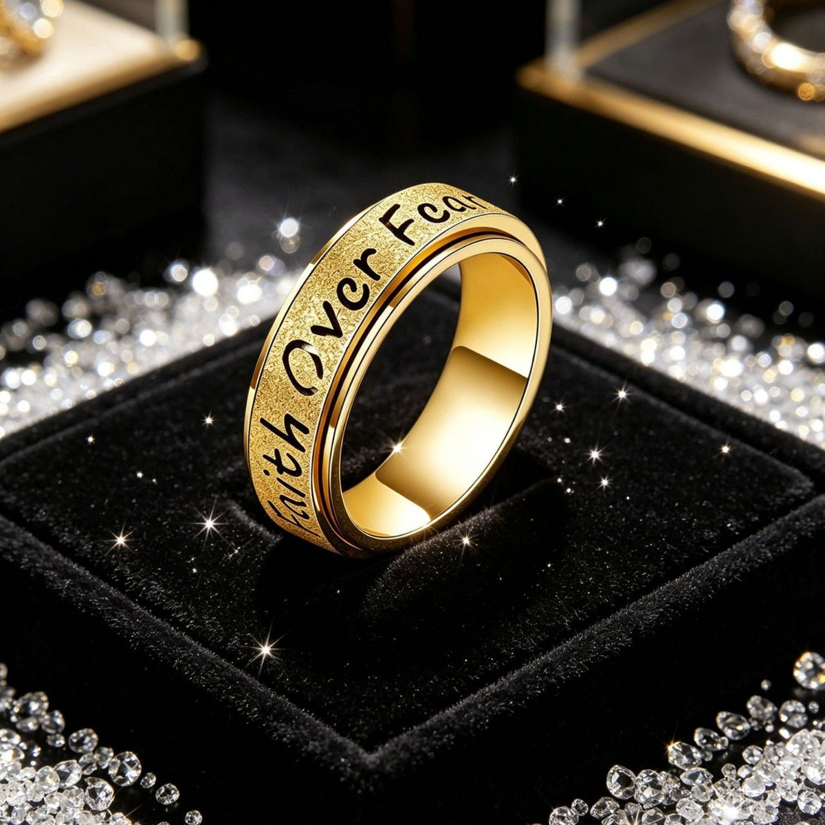 Titanium Steel Frosted Letter Storm Inspirational Ring
