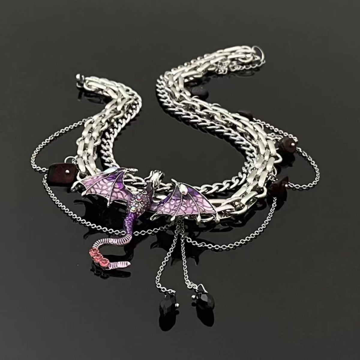Red Thorn Flying Dragon Design Hot Asian Culture Sweet Cool Necklaces