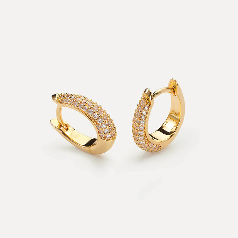 Women's Gold-plated Simple Versatile Zircon Ear Clip High-grade Light Luxury Earrings