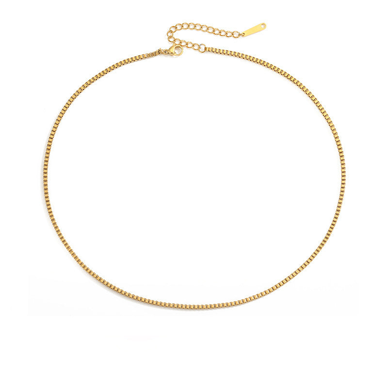 Fashion Simple Box Chain Clavicle Gold-plated Necklace