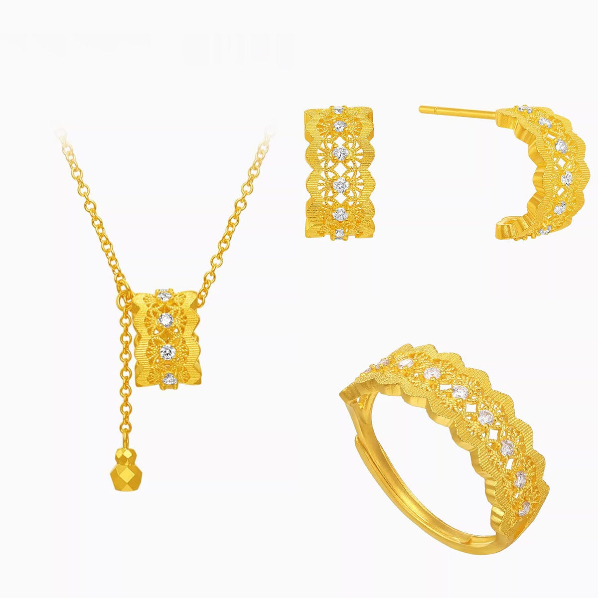 Women's Tassel Filigree Ear Gold Lace For Jewelry Set