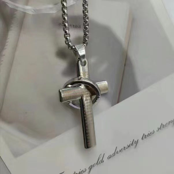 Men's Fashion Cross Simple Hip Hop Disco Titanium Steel Pendant