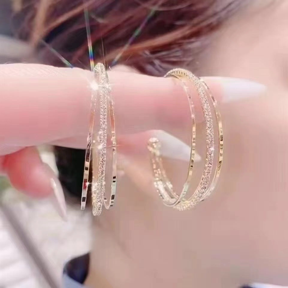 Diamond Rhinestone Exquisite Light Luxury High-grade Feeling Tong Earrings