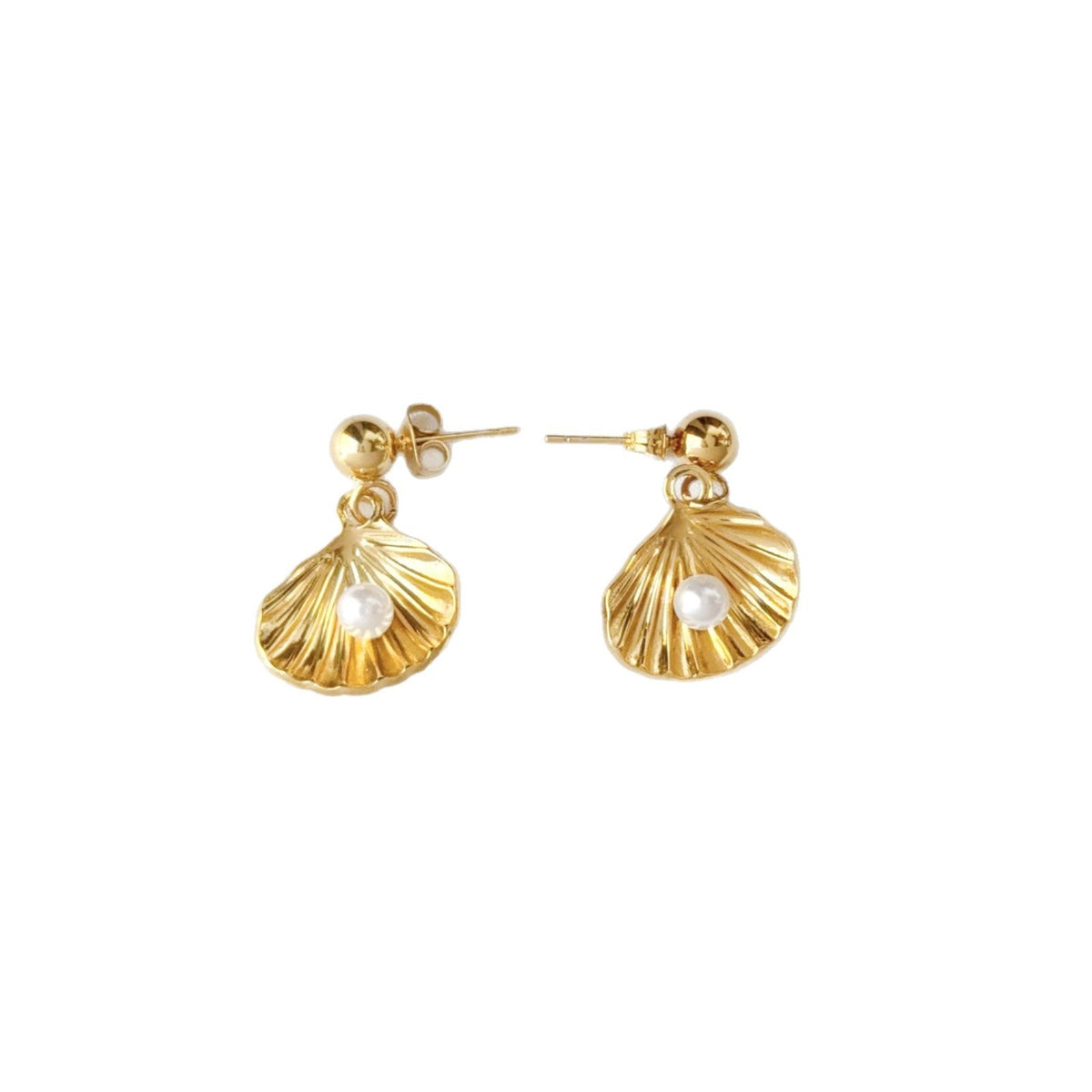 Fashion Stainless Steel Vacation Style Shell-shaped Earrings