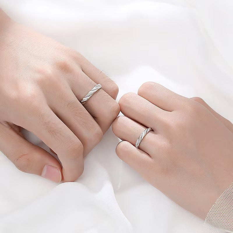 Women's & Men's Style Frosted Couple Fashion Simple Bevel Cut Rings