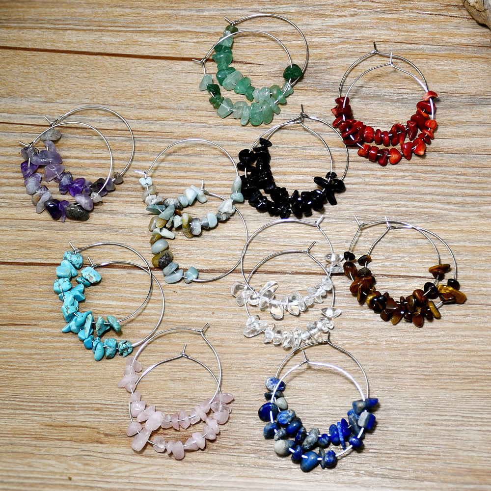 Vacation Style Color Irregular Gravel Female High Earrings